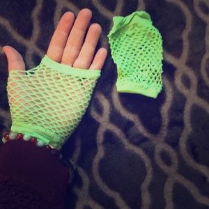 Green neon fingerless gloves